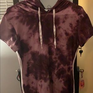 Purple splat shirt dress with hood